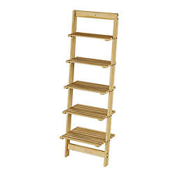 Hastings Home 5-Shelf Ladder Bookshelf in Oak
