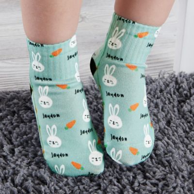 Bunny Treats Personalized Toddler Socks