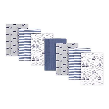 Hudson Baby&reg; 7-Pack Sailboats Flannel Burp Cloths in Blue/White. View a larger version of this product image.