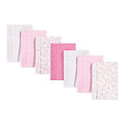 Hudson Baby&reg; 7-Pack Peony Flannel Burp Cloths in Pink/White