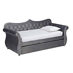 Baxton Studio Tallys VelvetUpholstered Twin Daybed with Trundle