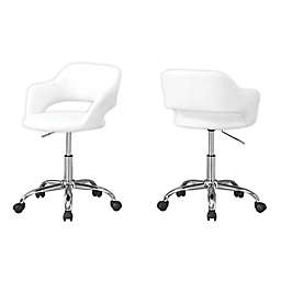 Monarch Specialties Hydraulic Lift Base Office Chair in White/Chrome