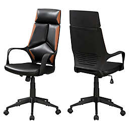 Monarch Specialties High Back Executive Office Chair in Black/Brown