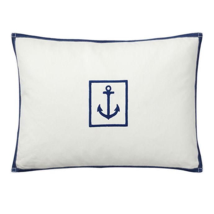 Lauren Ralph Lauren Evan Oblong Throw Pillow in White/Navy Bed Bath