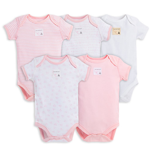NWT Burt's Bees Infant 24 MONTHS Organic Cotton PINK Bodysuits 5-PACK 