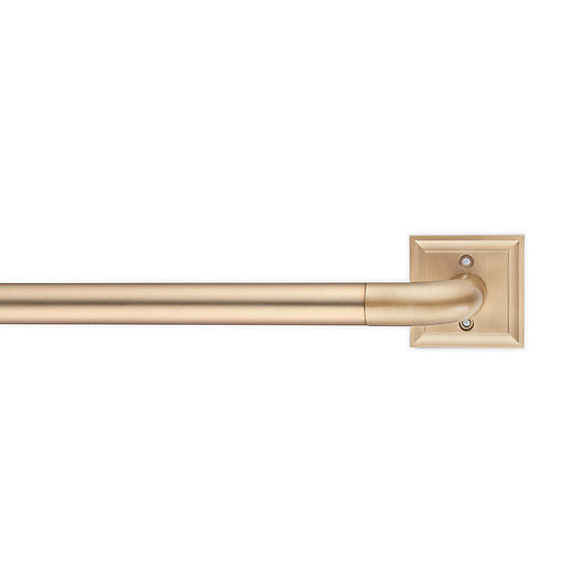 Alternate image 1 for Cambria® Blockout 1” Diameter Square Plate Single Curtain Rod Set in Warm Gold