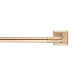 Cambria® Blockout 1” Diameter Square Plate Single Curtain Rod Set in Warm Gold