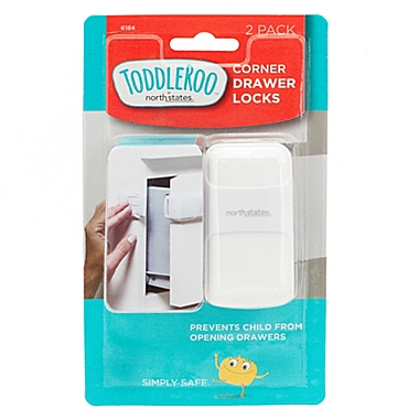 Toddleroo by North States&reg; 2-Count Corner Drawer Locks in White. View a larger version of this product image.