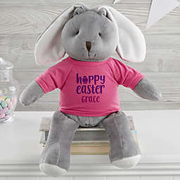 Hoppy Easter 16" Personalized Plush Bunny in Pink & Grey