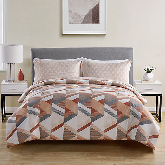 Alternate image 1 for VCNY Home Kasper 5-Piece Full/Full XL Comforter and Sheet Set in Peach/White