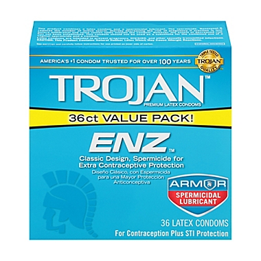 Trojan&reg; ENZ&trade; 36-Count Spermicidal Premium Latex Condoms. View a larger version of this product image.