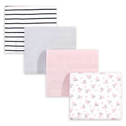 Hudson Baby® 4-Pack Floral Flannel Receiving Blanket in Pink/Grey