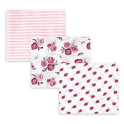 Hudson Baby® 3-Pack Rose Muslin Swaddle Blankets in Red/White