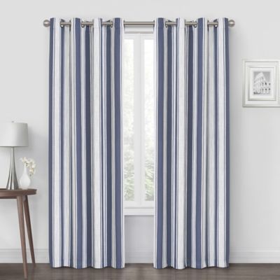 Navy Stripe Curtains Bed Bath Beyond, White And Navy Curtains Blackout