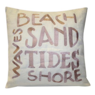 Thro Beach Words Square Throw Pillow in Natural