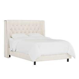 Skyline Furniture Shiloh King Upholstered Panel Bed in Talc