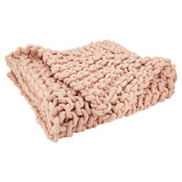 Saro Lifestyle Chunky Knit Throw Blanket in Pink