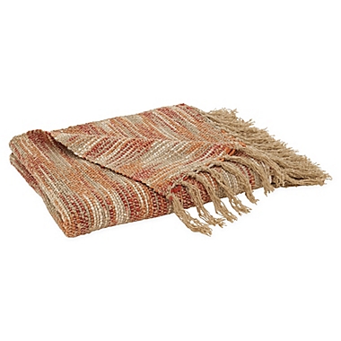 Saro Lifestyle Chindi Throw Blanket in Rust. View a larger version of this product image.
