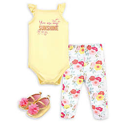 Little Treasure 3-Piece Sunshine Bodysuit, Pant and Shoe Set