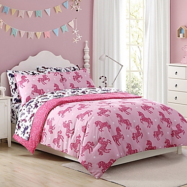 Kute Kids Shimmering Glitter Unicorn 2-Piece Twin Comforter Set in Pink. View a larger version of this product image.