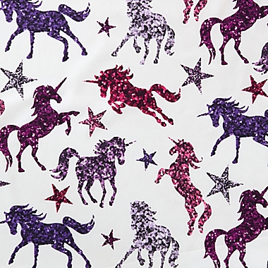 Kute Kids Sparkling Glitter Unicorn Queen Sheet Set in Pink/Purple. View a larger version of this product image.