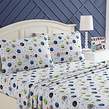 Kute Kids Far Out Galaxy Queen Sheet Set in White/Multi. View a larger version of this product image.