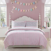 Kute Kids Ellie Stripped Twin Comforter Set in Pink/Grey