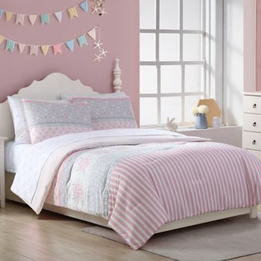 Kute Kids Ellie Stripped Comforter Set in Pink/Grey | buybuy BABY