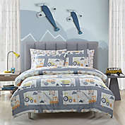 Kute Kids Construction 3-Piece Full Comforter Set in Grey/Yellow