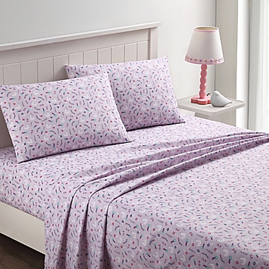 Kute Kids Swan Love Twin Sheet Set in Purple. View a larger version of this product image.