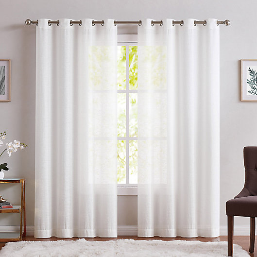 Alternate image 1 for Charisma® Melange 2-Pack 84-Inch Grommet Sheer Window Curtain Panels in White