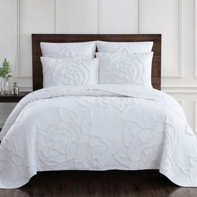 Rose Chenille 2-Piece Twin Quilt Set in Coconut