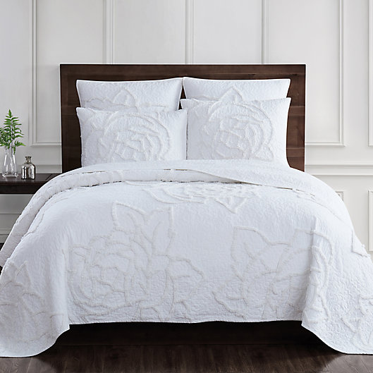 Alternate image 1 for Rose Chenille 2-Piece Twin Quilt Set in Coconut