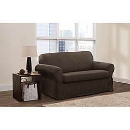 Zenna Home Smart Fit Stretch Suede 2-Piece Loveseat Slipcover
