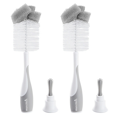Munchkin&reg; 2-Pack Sponge&trade; 2-in-1 Bottle Brushes in Grey. View a larger version of this product image.