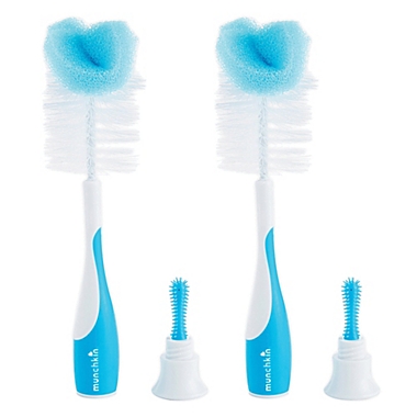 Munchkin&reg; 2-Pack Sponge&trade; 2-in-1 Bottle Brushes in Blue. View a larger version of this product image.