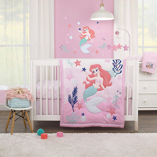 Alternate image 1 for Disney Baby® Ariel Cute by Nature 3-Piece Crib Bedding Set in Pink