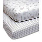 Alternate image 0 for The Peanutshell&trade; Farm Check Fitted Crib Sheets in Grey (2-Pack)