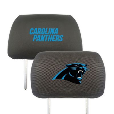 FANMATS NFL 13 in. x 10 in. Universal Size Carolina Panthers Embroidered Head Rest Cover Set in Black (2-Piece)