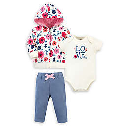 Touched by Nature® Size 0-3M Floral Organic Cotton Hoodie, Bodysuit, and Pant Set