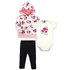 Alternate image 0 for Hudson Baby&reg; Size 0-3M 3-Piece Rose Hoodie, Bodysuit, and Pant Set