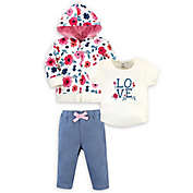 Little Treasure 3-Piece Floral Hoodie, T-Shirt, and Pant Set
