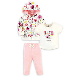 Touched by Nature Size 5T Botanical 3-Piece Hoodie, Tee and Pant Set in Pink
