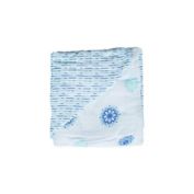Malabar baby Elephant Organic Cotton Blanket in Blue/White