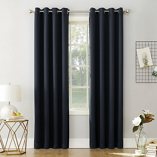 Alternate image 1 for Sun Zero® Saxon 95-Inch Grommet Curtain Panel in Navy Blue (Single)