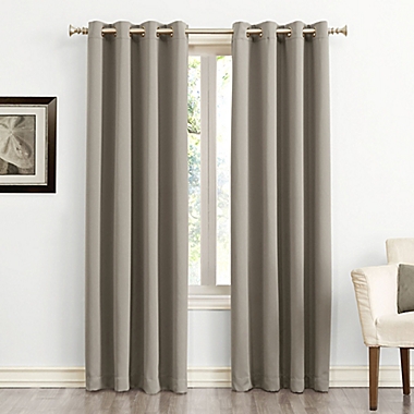 Sun Zero&reg; Mariah Saxon 95-Inch Grommet Window Curtain Panel in Stone (Single). View a larger version of this product image.