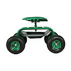 Alternate image 3 for Sunnydaze Decor Rolling Garden Cart with 360 Degree Swivel Seat in Green