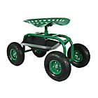 Alternate image 7 for Sunnydaze Decor Rolling Garden Cart with 360 Degree Swivel Seat in Green