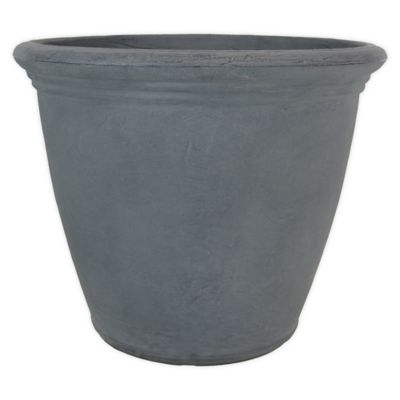 Sunnydaze Anjelica Round Polyresin Indoor/Outdoor Flower Planter Pots in Grey (Set of 2)