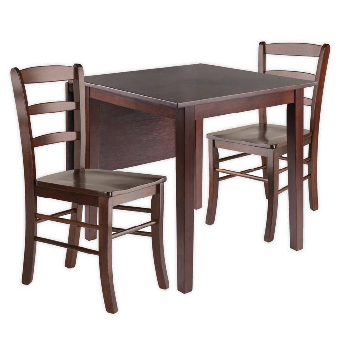 Perrone 3 Piece Dining Table Set With Drop Leaf Table And Ladder Back Chairs In Walnut Bed Bath Beyond